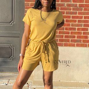 Light Mustard Romper with Pockets